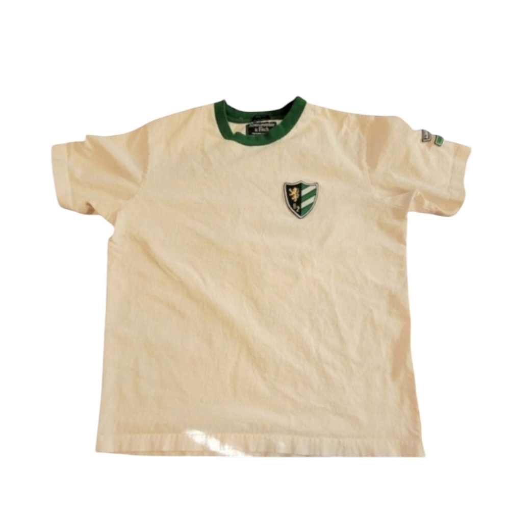 Vintage Ambercrombie & Fitch Rugby Lacrosse White Green Muscle Tee Size Medium